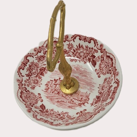 Enoch Wedgwood Royal Homes of Britain Serving Dish with Handle, Pink 1965-1980 - Picture 4 of 8